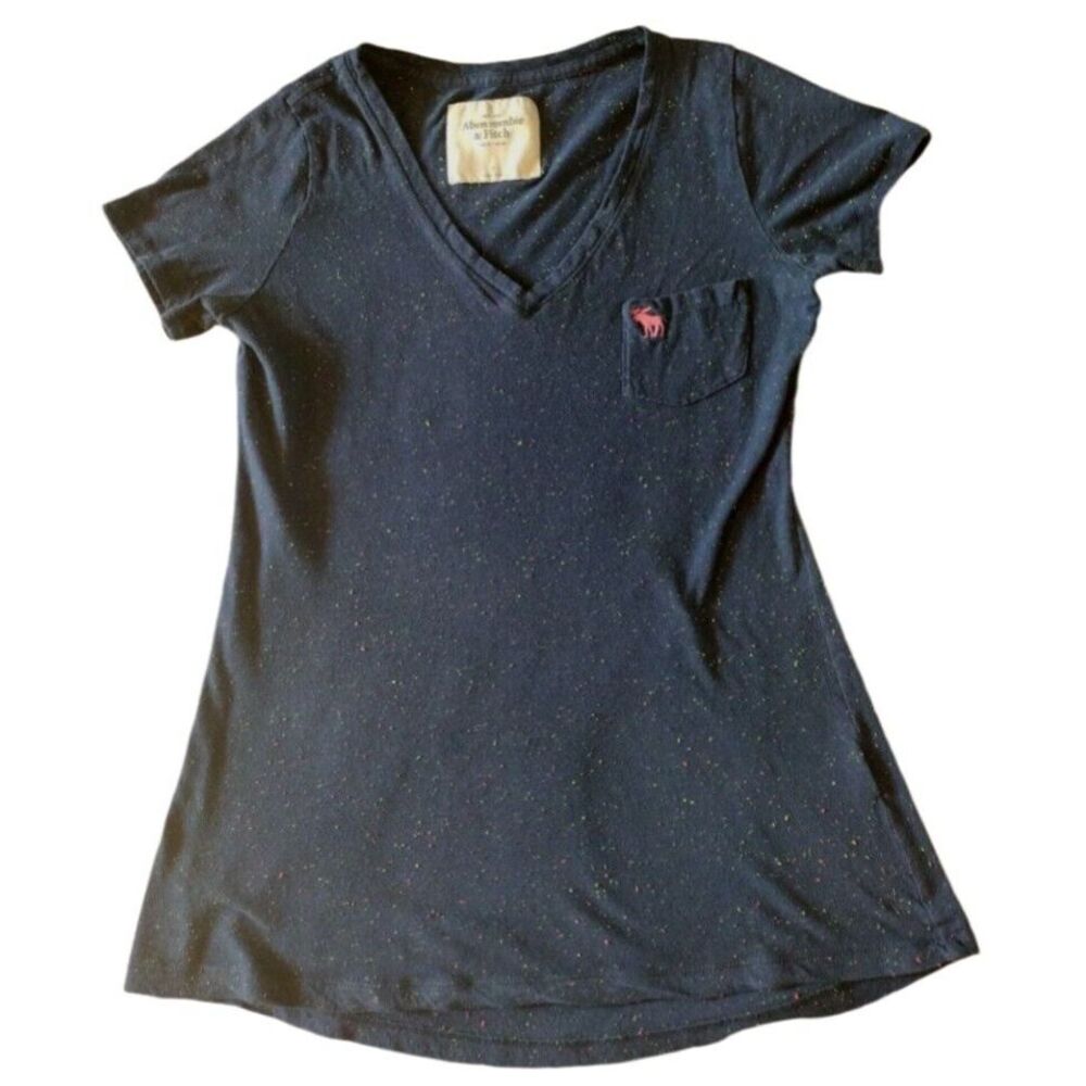 Abercrombie & Fitch T-shirt Women S Navy Neon Dots‎ Front Pockets Casual Juniors